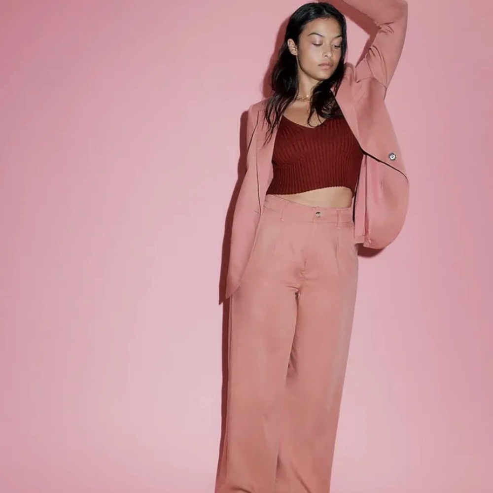 NEW Madewell The Neale Straight-Leg Pant in Drapeweave, dried rose, 4